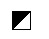 Asquare divided diagonally into two triangles: the upper-left triangle is solid black, and the lower-right triangle is white with a black outline.