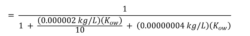 Equation for calculating the human health and wildlife baseline bioaccumulation factors (BAFs) for an organic chemical.