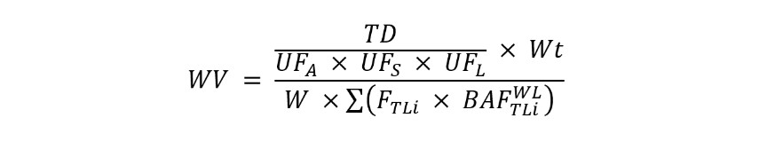 Equation for calculating the tier one avian and wildlife values.