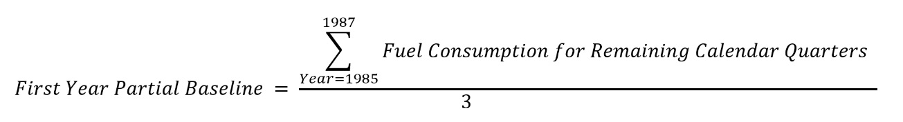 Equation for calculating the first year partial baseline of allowances for combustion sources that commenced operations before January 1, 1985.