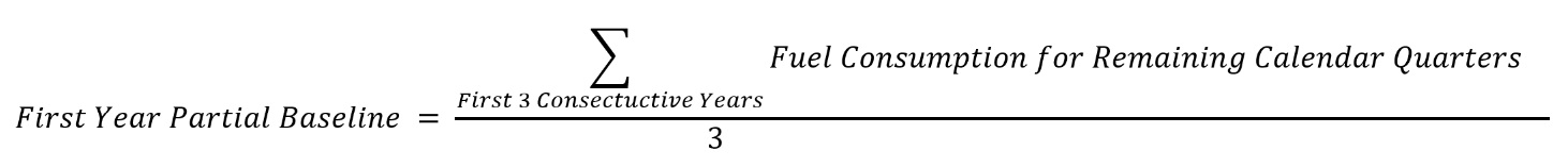 Equation for calculating the first year partial baseline of allowances for combustion sources that commenced operations after January 1, 1985.