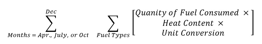 Equation for calculating the fuel consumption for the remaining calendar quarters.