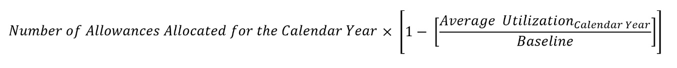 Equation for calculating the allowances deducted for reduced utilization.