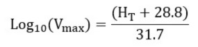 Equation for calculating the maximum allowed velocity in m/s, Vmax, for a flare.