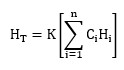 Equation for calculating the net heating value of the gas being combusted in a flare.