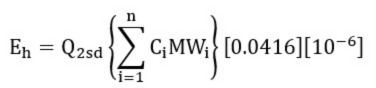 Equation for calculating the total organic mass flow rates.