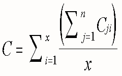 Equation for calculating the volatile organic compound (VOC) concentration using the sum of the concentrations of the individual components.