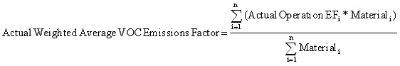 Equation for calculating the weighted average VOC emissions factor for open molding and centrifugal casting.