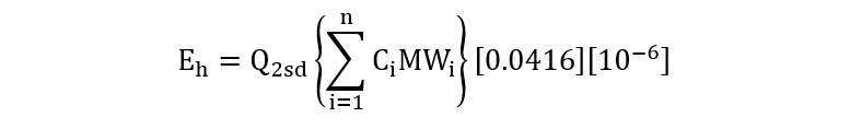 Equation for calculating the total organic mass flow rates for sources utilizing method 18.