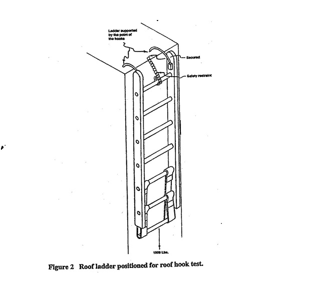 Figure 2 shows roof ladder positioned for roof hook test.